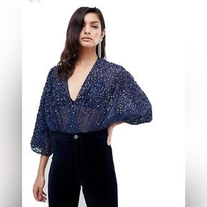 ASOS Navy Beaded Women's Bodysuit